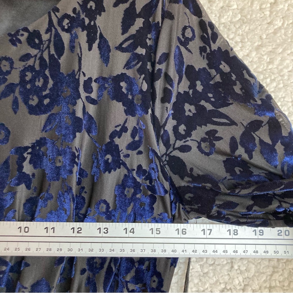 NWT gibson X Glam Women's black with blue velvet floral print dress, Sz M - Picture 9 of 17